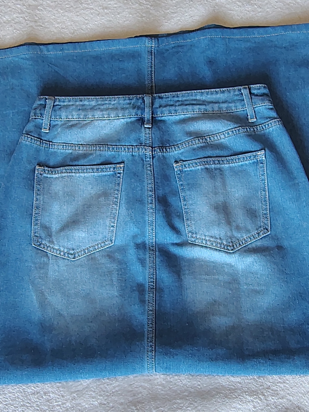 SHEIN Blue Denim Maxi Skirt with Faded Front - Picture 2 of 3